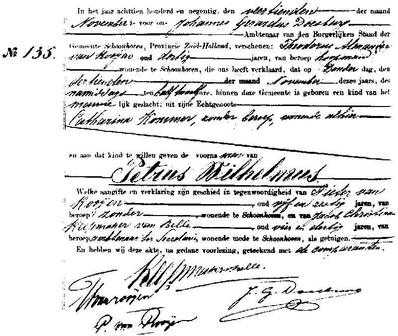 18901114 geb akte 135 Petrus W zv TA v Rooijen - C Kommer